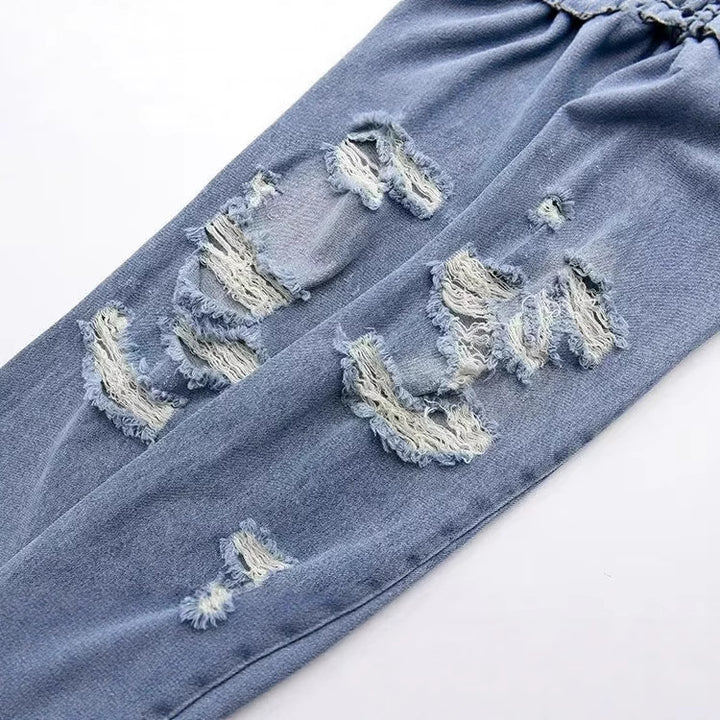 Damen Highwaist Straight-Leg Jeans mit leichter Distressed-Optik, Five-Pocket und taillierter Passform – Dénora