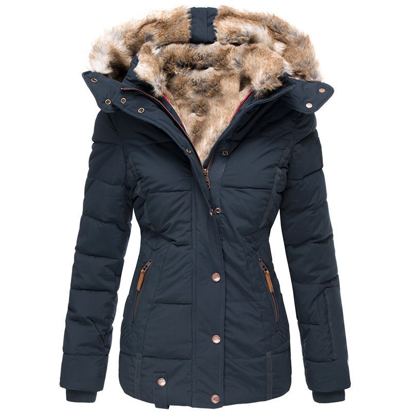 Damen Stepp-Parka mit tailliertem Schnitt und Kunstfellkapuze Echo Archiv