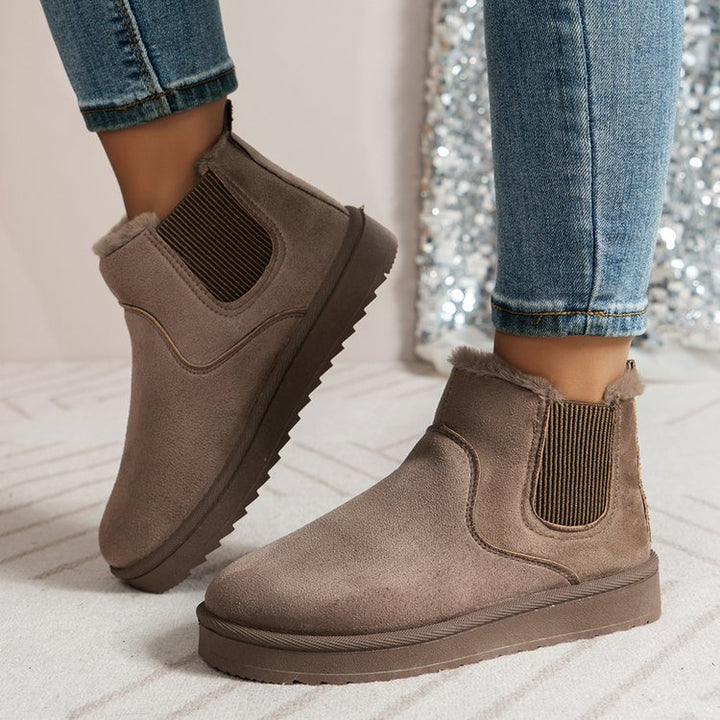 Damen  gefütterte Chelsea-Ankle-Boots mit Teddyfutter, elastischer Seitenblende und rutschfester Leichtsohle Echo Archiv