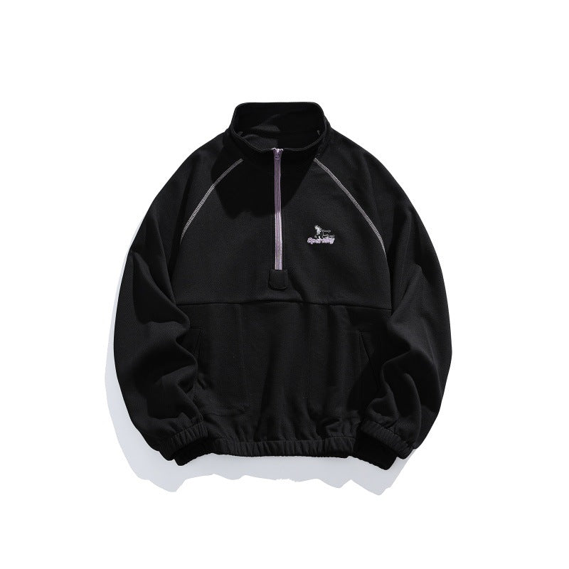Unisex Oversize-Halbzip-Fleecepullover mit Stehkragen, Raglanärmeln und Kängurutasche Echoarchiv