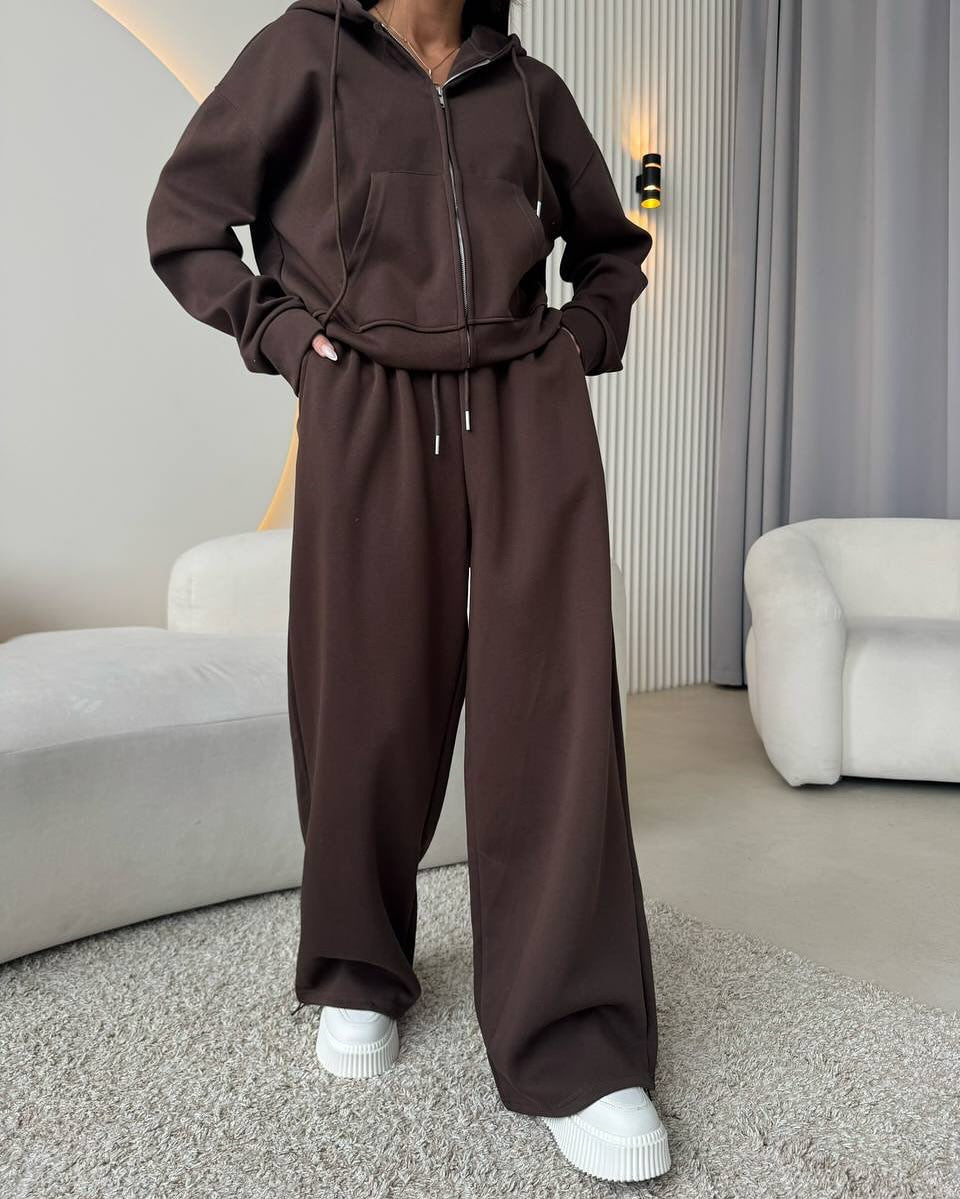 Damen nan weite Highwaist-Loungehose aus Sweatstoff mit Kordelzug und Eingrifftaschen Echo Archiv