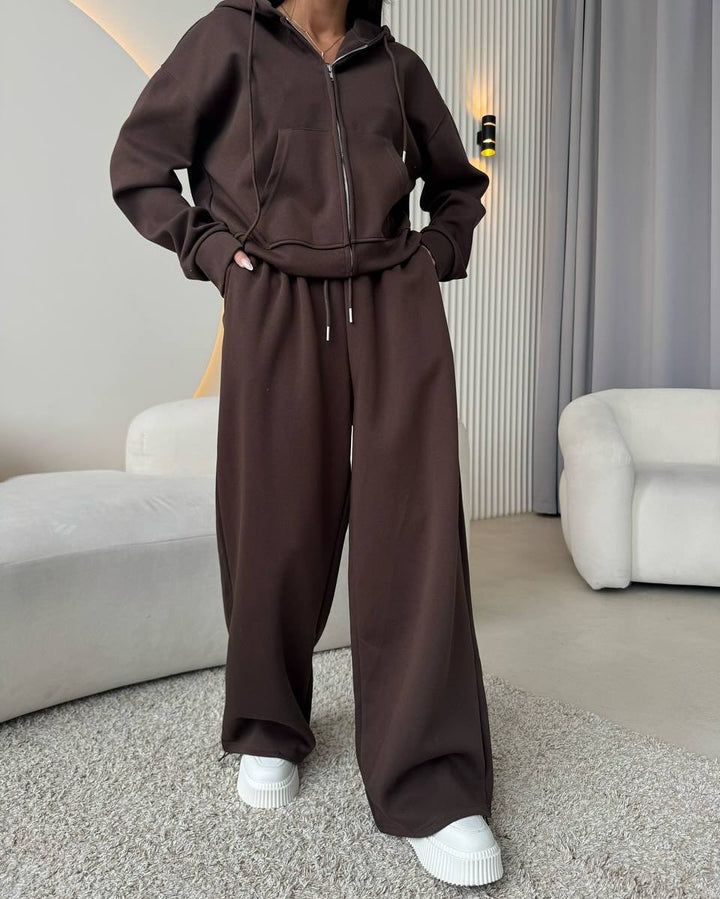 Damen nan weite Highwaist-Loungehose aus Sweatstoff mit Kordelzug und Eingrifftaschen Echo Archiv