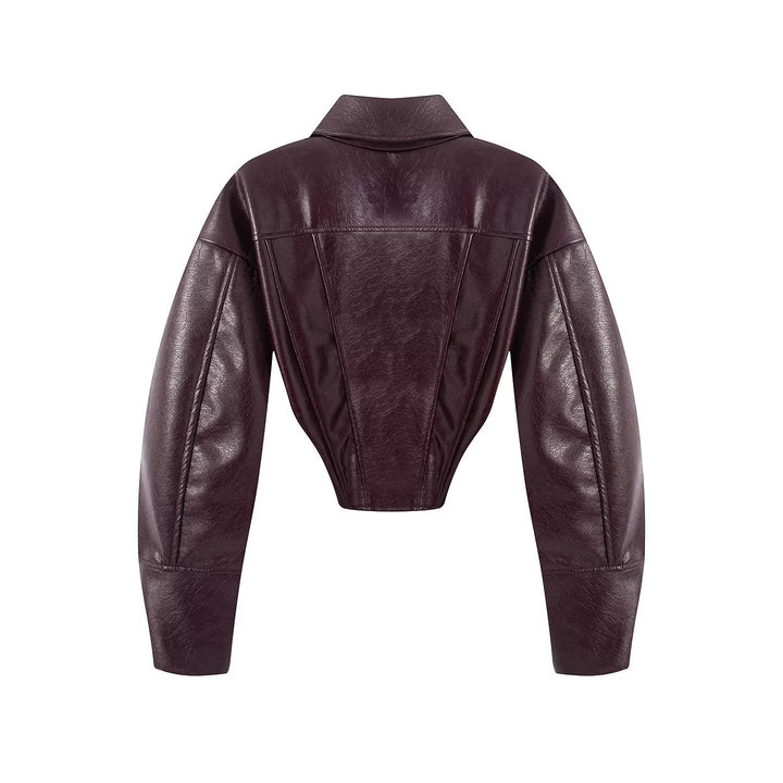 Damen Kurzjacke im Korsagenstil aus Lederimitat mit betonter Schulterpartie Echo Archiv