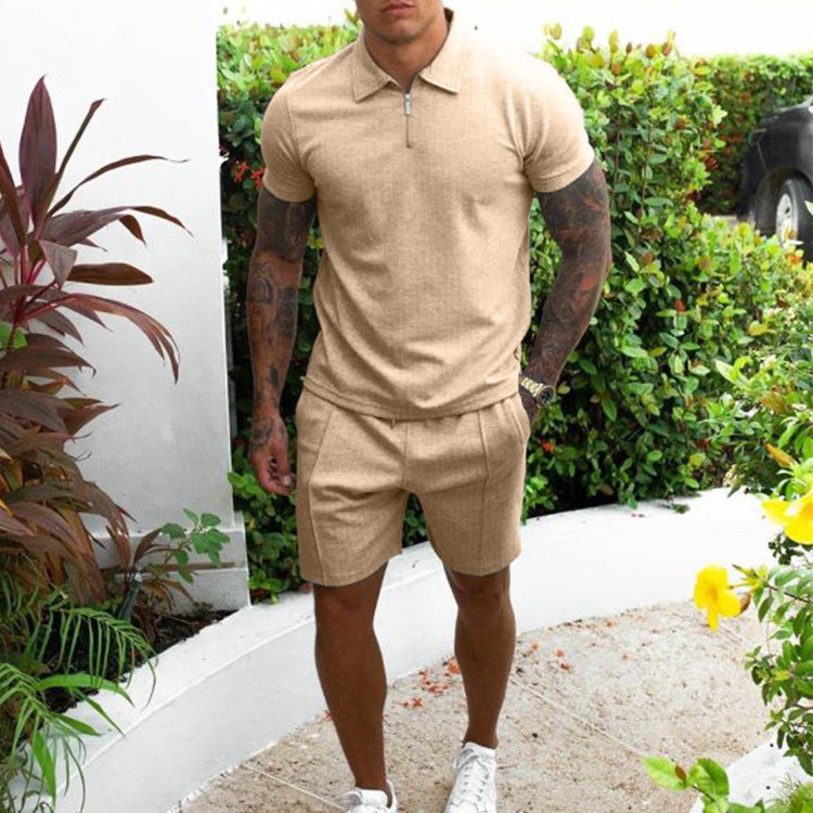 Herren Polo-Shirt und Shorts Set mit sportlichem Schnitt und praktischen Taschen Echoarchiv