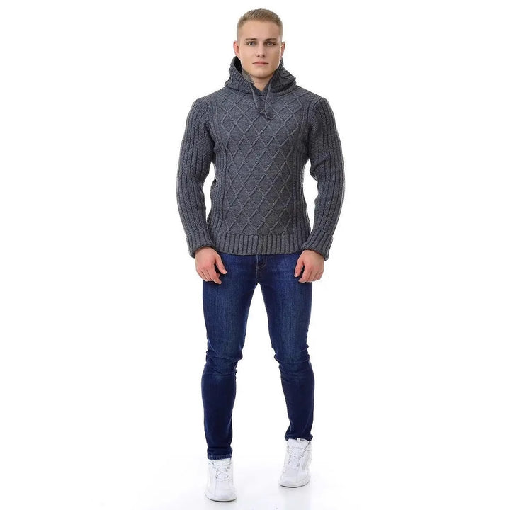 Herren kuscheliger Strickpullover mit Kapuzendetails Echoarchiv