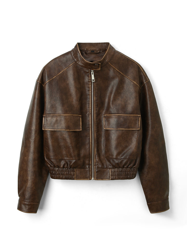 Damen Trendige Bikerjacke mit Stehkragen Echo Archiv