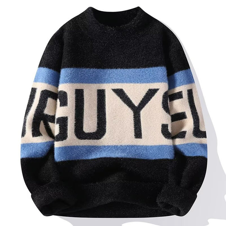 Damen Kuscheliger Grobstrickpullover mit auffälligem Schriftzug Echoarchiv