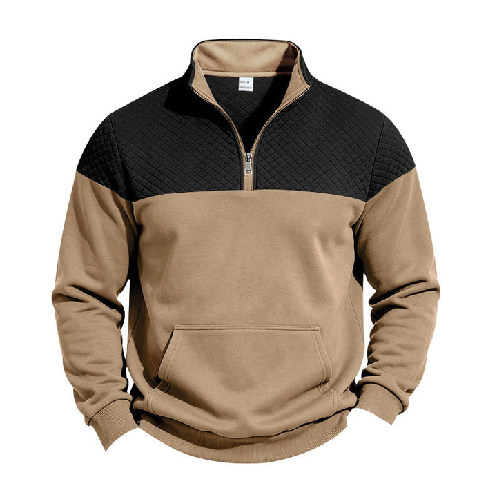 Herren Sweatshirt mit kurzem Reißverschluss, wattierter Brustpartie und Kängurutasche – Norvane