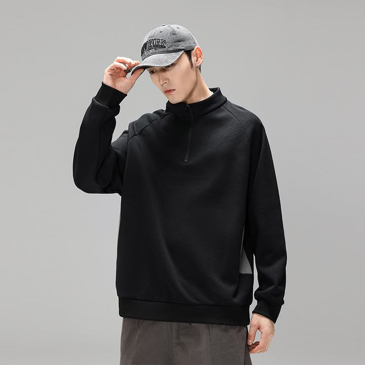Herren Halbzip‑Sweatshirt mit Stehkragen und kontrastseitigen Einsätzen Echo Archiv