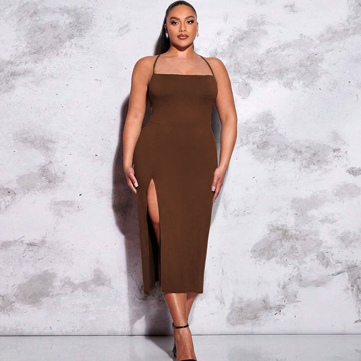 Damen schickes Maxikleid mit Spaghetti-Trägern und seitlichem Schlitz Echo Archiv