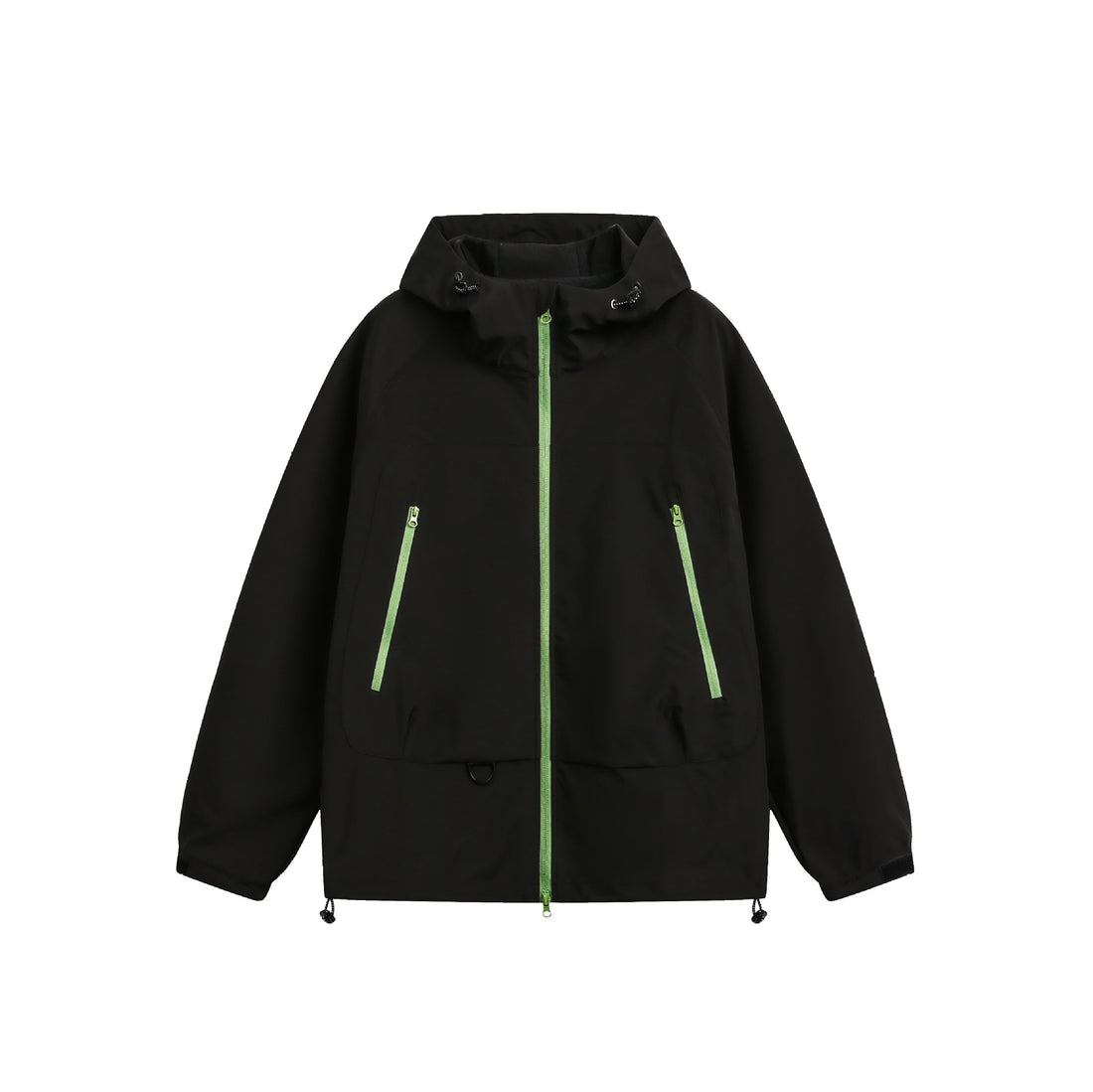 Damen Wasserdichte Softshell‑Regenjacke mit Kapuze, verstellbarem Saum und kontrastierenden Reißverschlüssen Echoarchiv
