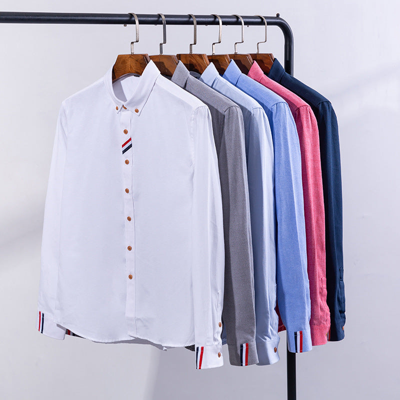 Herren Chambray Hemd mit strukturiertem Gewebe und stilvollen Kontrastdetails Echoarchiv