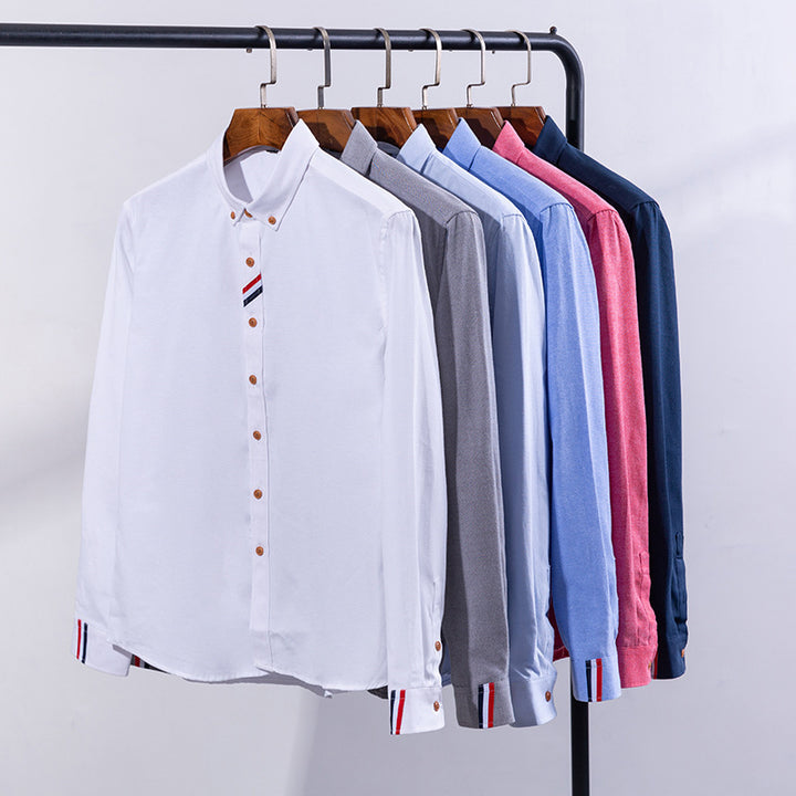 Herren Chambray Hemd mit strukturiertem Gewebe und stilvollen Kontrastdetails Echoarchiv