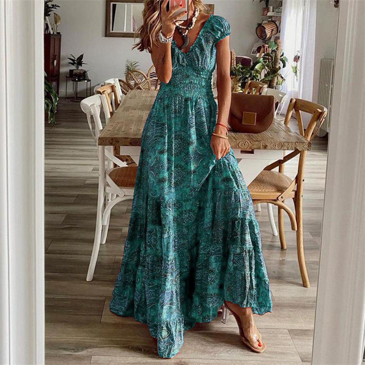 Damen Maxikleid mit Boho-Design und schwingendem Abschluss Echoarchiv