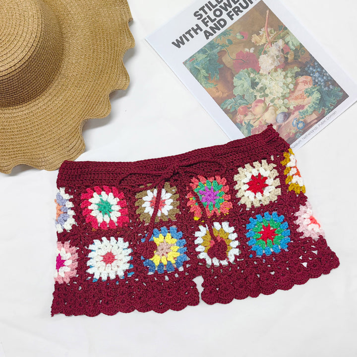 Damen Häkelshorts mit buntem Granny-Quadrat-Muster Echo Archiv
