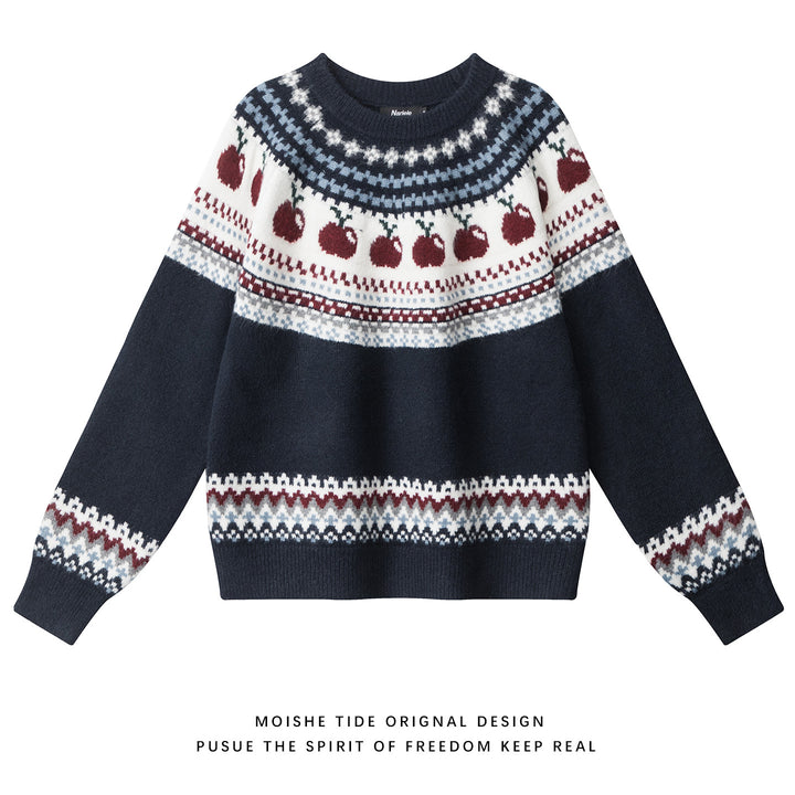 Damen Gemusterter Strickpullover Echoarchiv
