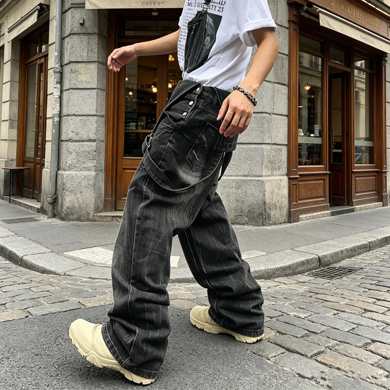 Herren Lässige Denim-Latzhose Echoarchiv
