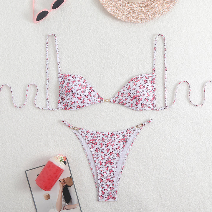 Damen Triangel-Bikini mit verstellbaren Trägern und elegantem Blumendruck Echo Archiv