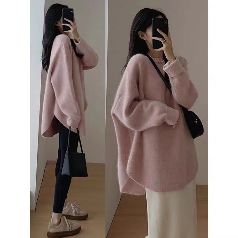 Echoarchiv | Pullover - Damen Herbst Mid-Length Oversized Pullover