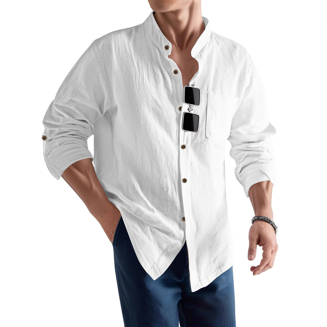 Herren Legeres Langarmhemd mit Henley-Ausschnitt Echoarchiv