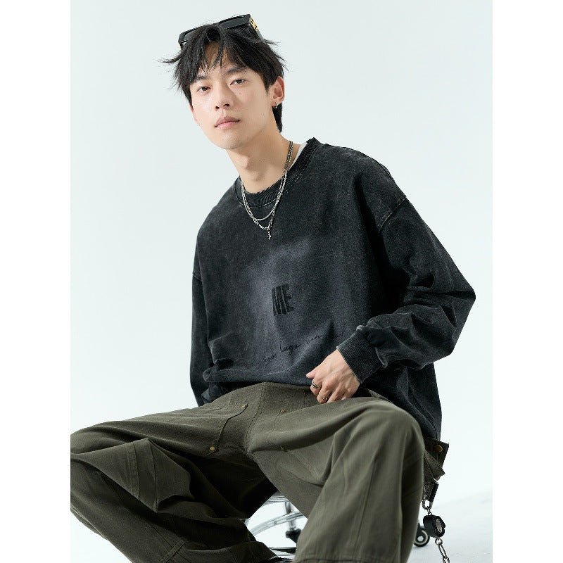 Herren Oversize Vintage-Sweatshirt mit Pigmentfärbung Echoarchiv