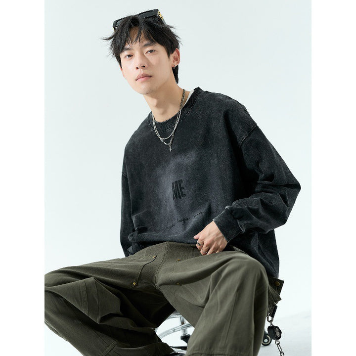 Herren Oversize Vintage-Sweatshirt mit Pigmentfärbung Echoarchiv