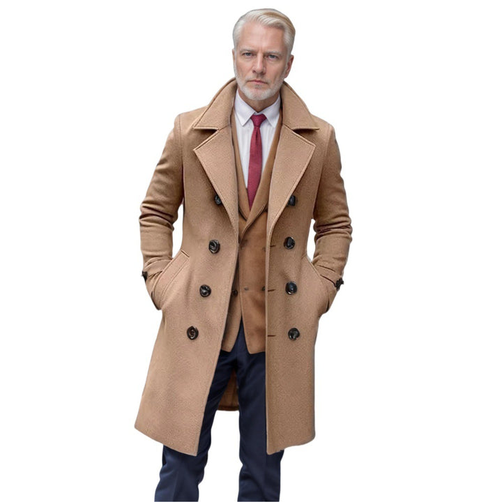 Herren doppelreihiger Wollmantel mit klassischem Schnitt und eleganten Details Echoarchiv