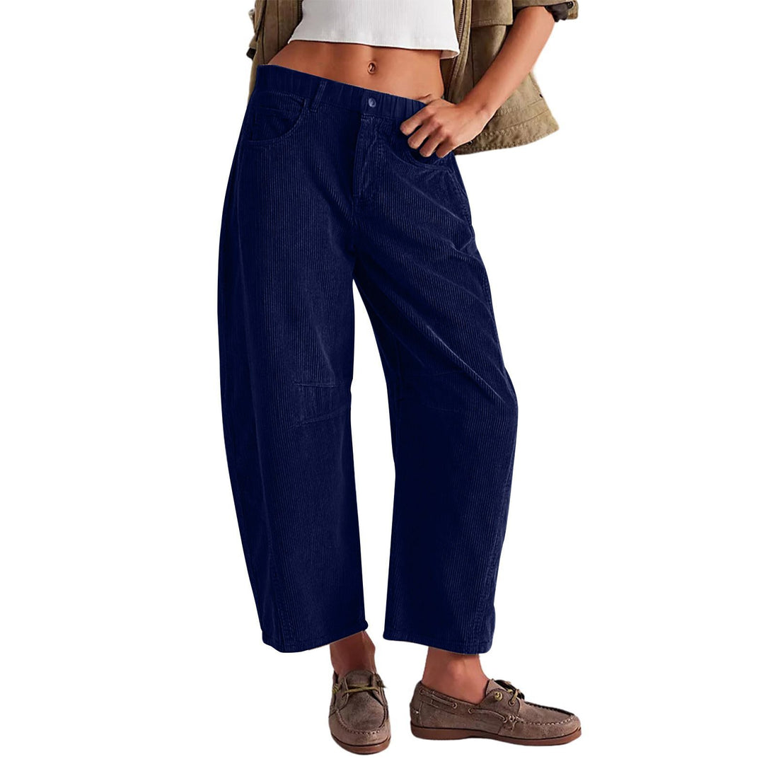 Damen Weite Cordhose mit hoher Taille, Cropped-Bein und Eingriffstaschen Echo Archiv