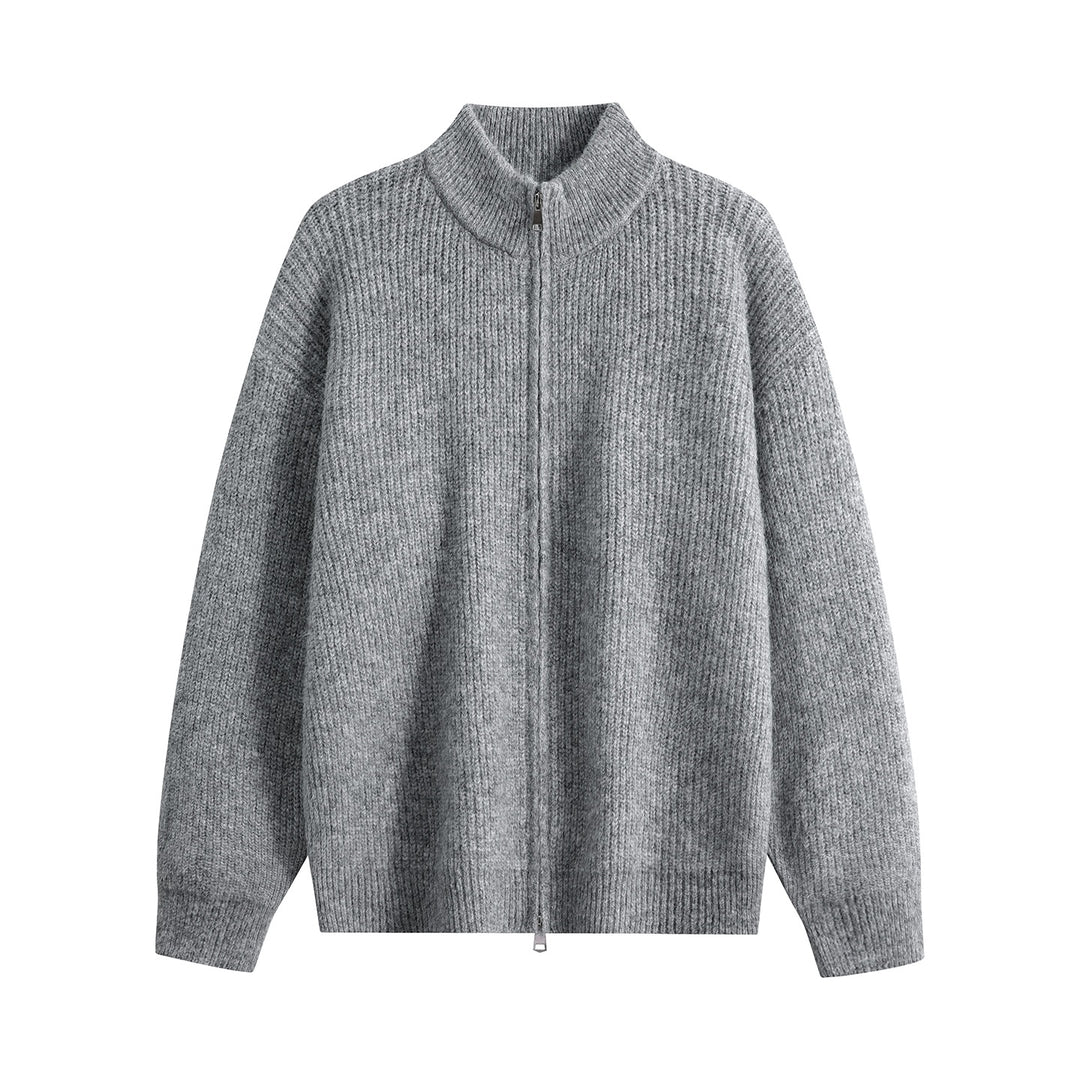 Damen Oversize-Strickjacke mit Rundhalsausschnitt, Rippsaum & Kontrastknöpfen Echoarchiv