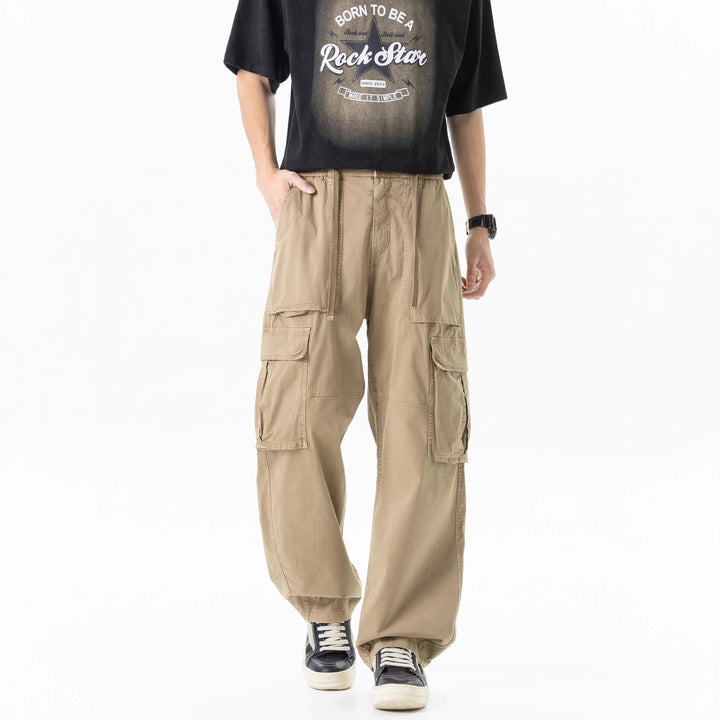 Herren Extraweite Utility-Cargo-Hose im Baggy‑Cut mit elastischem Bund und Mehrfachklappentaschen Echo Archiv