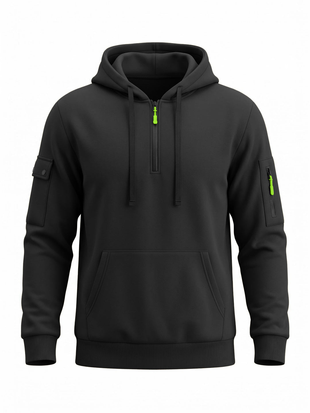 Herren Kapuzenpullover mit halbem Reißverschluss und Utility-Ärmeltasche – Cavarno