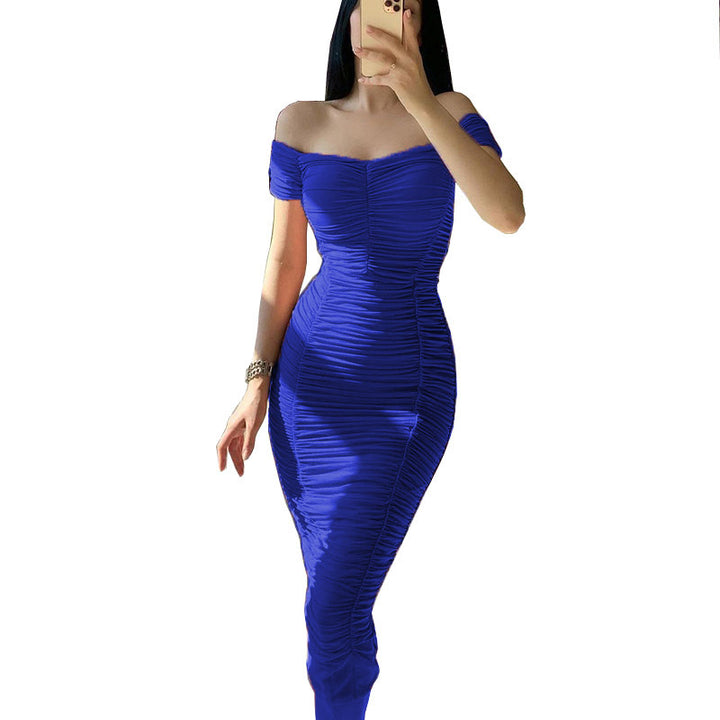 Damen Figurbetontes Wickelkleid mit Off-Shoulder Design und Raffung Echo Archiv