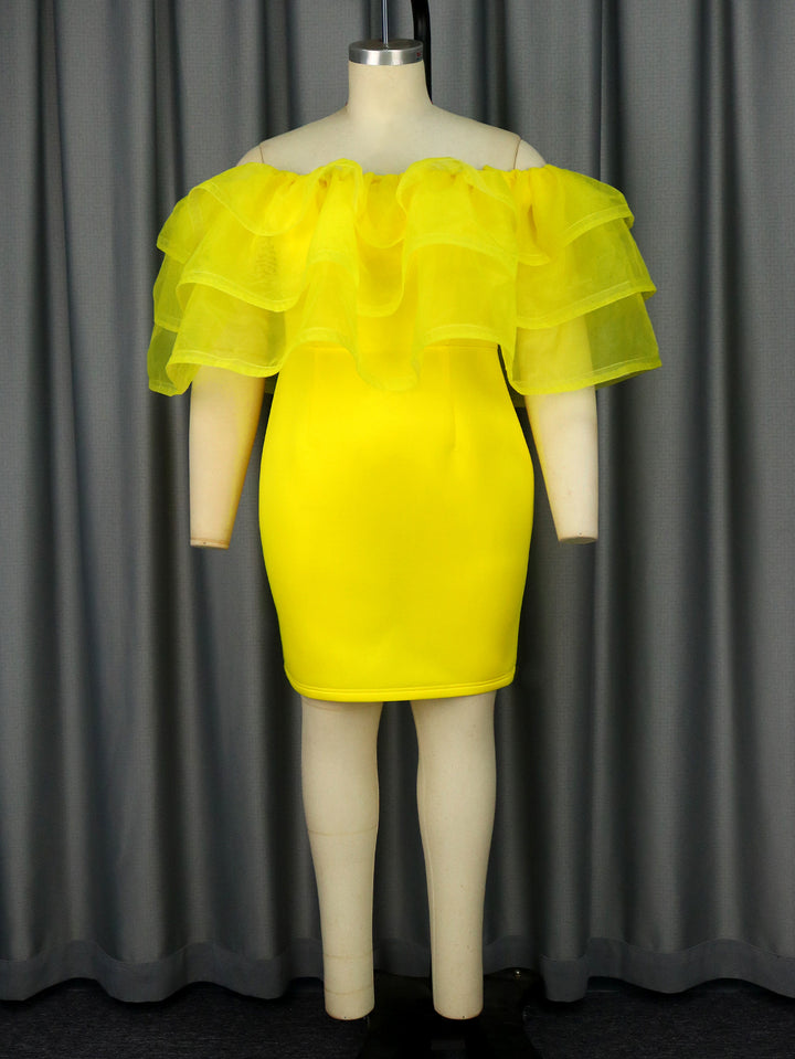 Damen Off-Shoulder-Kleid mit voluminösem Tüllvolant Echo Archiv