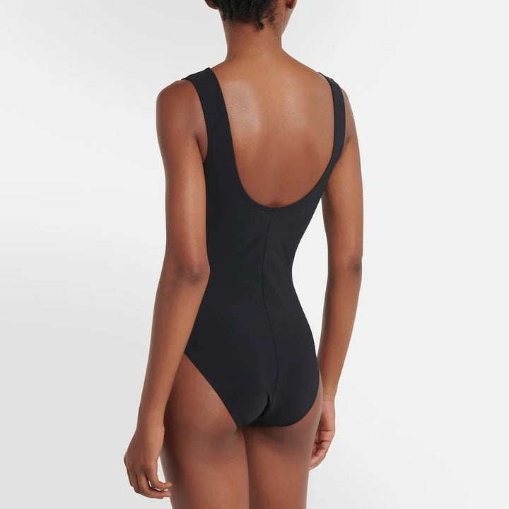 Damen eleganter V-Ausschnitt Schwimmanzug mit stilvollem Wickelrock Echo Archiv