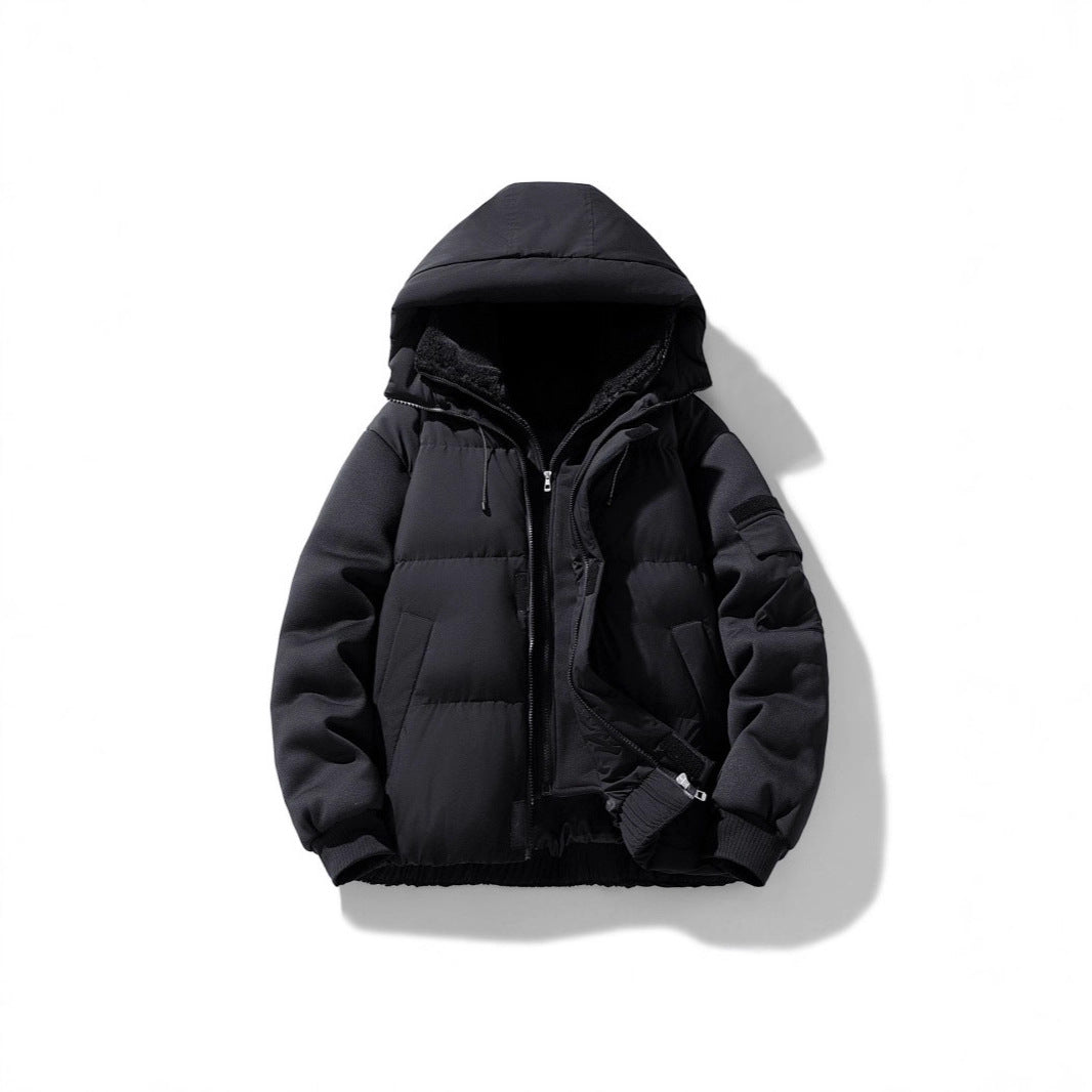 Herren Wattierte Kapuzenjacke mit Teddyfutter und kontrastierenden Softshell-Ärmeln Echo Archiv
