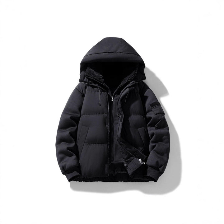 Herren Wattierte Kapuzenjacke mit Teddyfutter und kontrastierenden Softshell-Ärmeln Echo Archiv