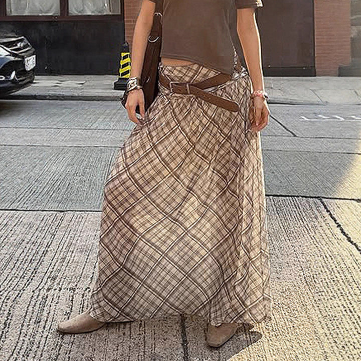 Damen Maxirock mit elastischer Taille und raffiniertem Karomuster Echo Archiv