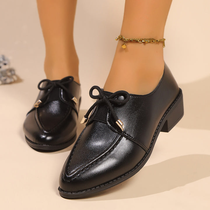 Damen Spitz zulaufende Loafer mit dekorativer Satin-Schleife und flachem Blockabsatz Echo Archiv