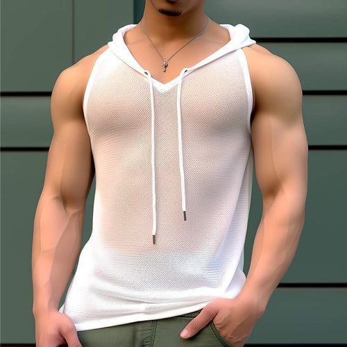 Herren Atmungsaktives Sport-Tanktop mit Kapuze und praktischer Schnürung Echoarchiv
