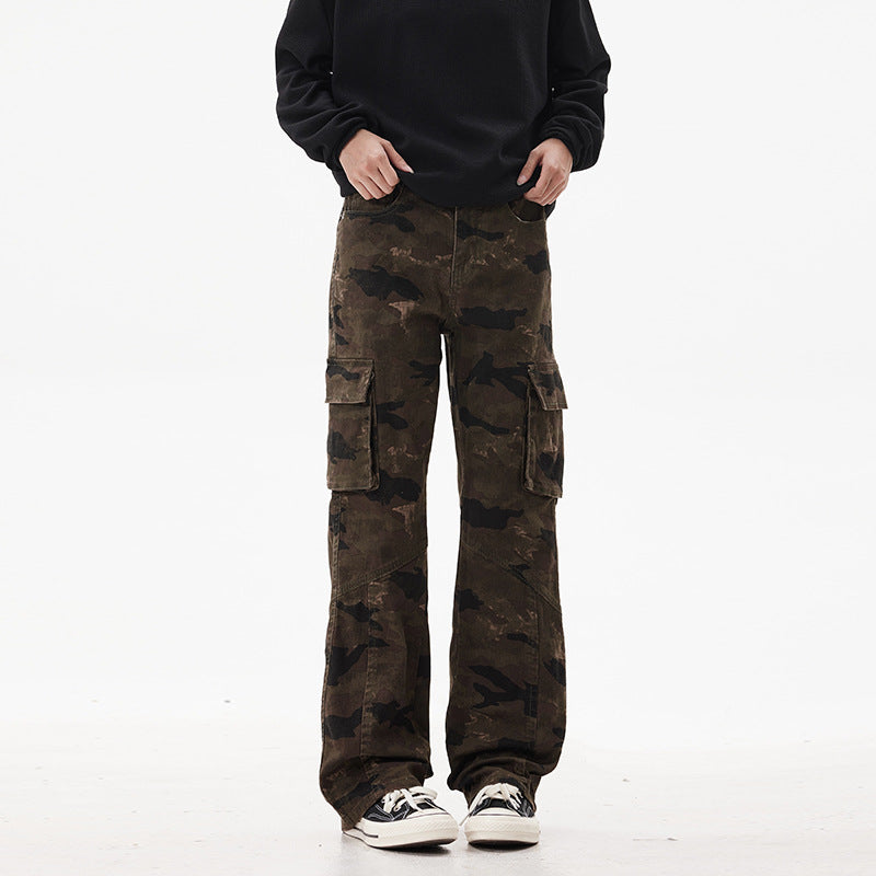 Unisex Cargohose im weiten Marlene-Cut mit Camouflage-Print und großen Pattentaschen Echo Archiv