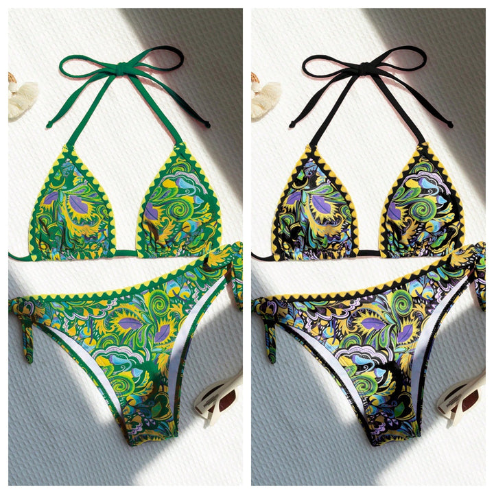 Damen Triangel-Bikini mit buntem Print und verstellbaren Trägern Echo Archiv