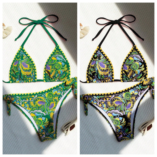 Damen Triangel-Bikini mit buntem Print und verstellbaren Trägern Echo Archiv