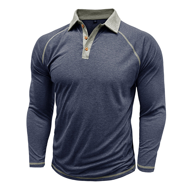Herren Sportliches Langarm Polohemd mit strukturierter Kragenpartie und modischem Knopfdesign Echoarchiv