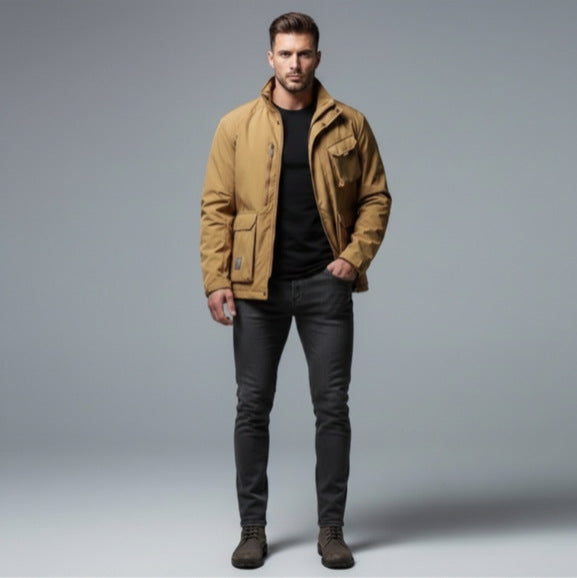 Herren Leichte Utility-Fieldjacke mit Stehkragen, Mehrfach-Taschen und atmungsaktivem Meshfutter Echo Archiv