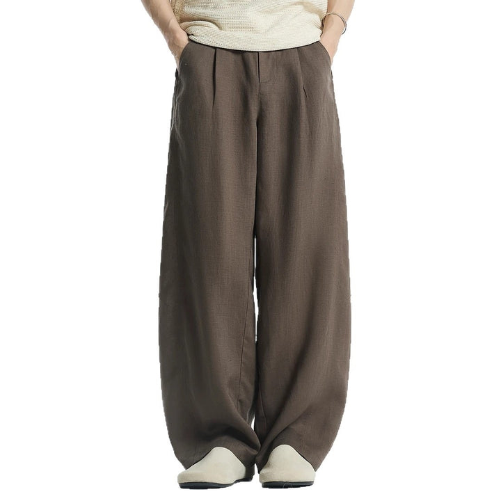 Damen Weitgeschnittene Leinenhose mit seitlichen Taschen Echo Archiv