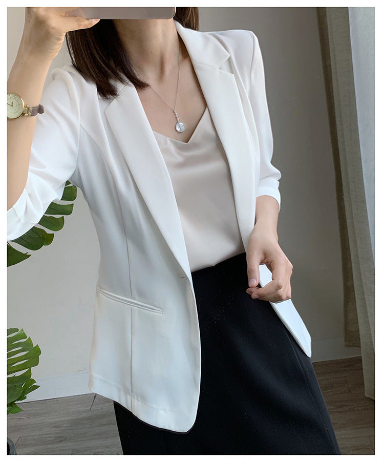 Damen Taillierter Ein‑Knopf‑Blazer mit 3/4‑Ärmeln und strukturierter Teilung Echo Archiv