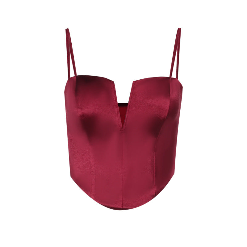 Damen Satin-Bustier mit V-Ausschnitt und verstellbaren Trägern Echo Archiv