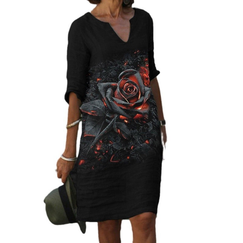 Damen Sommerliches Leinenkleid mit modernem Muster – Lunéa