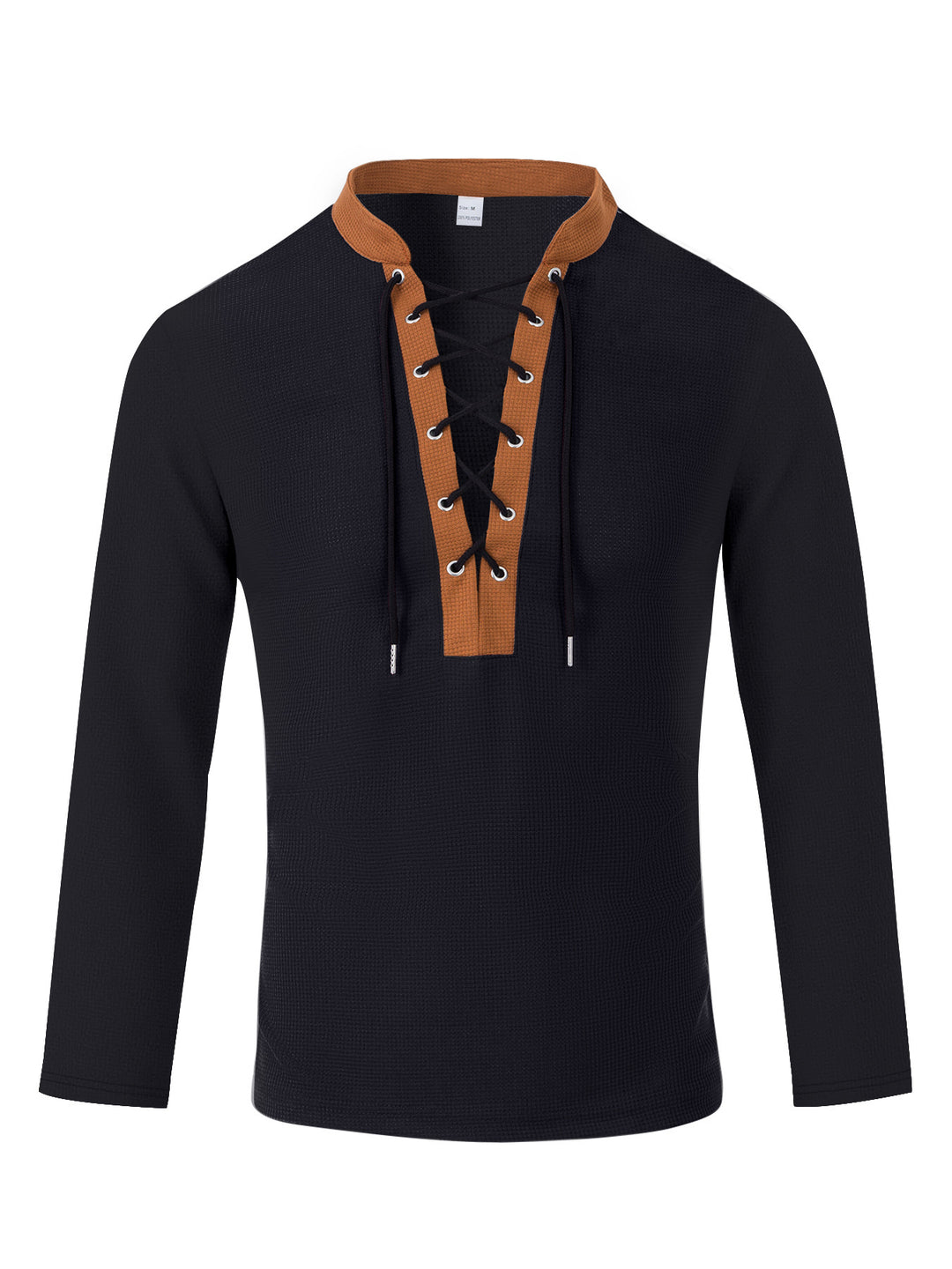Herren Langarm-T-Shirt mit innovativer Schnürung und Melange-Optik Echoarchiv