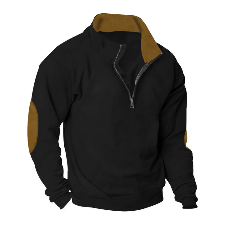 Herren Fleece Sweatshirt mit Stehkragen und schicken Kontrastärmel Echoarchiv